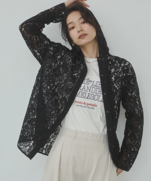 hunch(ハンチ)の「コンパクトスムース 刺繍ロゴTシャツ(Tシャツ/カットソー・レディース・アイボリー/ネイビー/ダークカーキ/ブラック・FREE)」の11枚目の写真