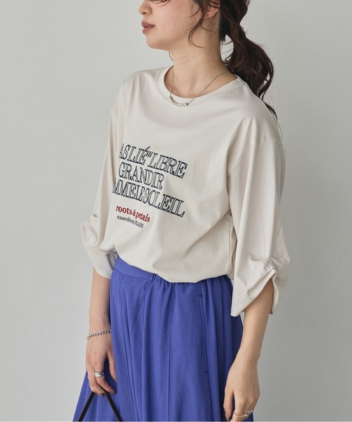 hunch(ハンチ)の「コンパクトスムース 刺繍ロゴTシャツ(Tシャツ/カットソー・レディース・アイボリー/ネイビー/ダークカーキ/ブラック・FREE)」の13枚目の写真