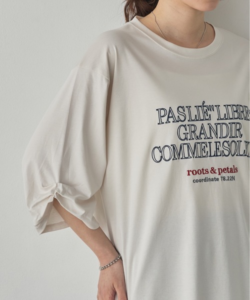 hunch(ハンチ)の「コンパクトスムース 刺繍ロゴTシャツ(Tシャツ/カットソー・レディース・アイボリー/ネイビー/ダークカーキ/ブラック・FREE)」の16枚目の写真