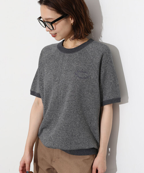 SLOBE IENA（スローブイエナ）の「《追加》ラメ裏毛ハーフスリーブプルオーバー（スウェット・レディース・チャコールグレー/ベージュ/グレー・FREE）」の8枚目の写真