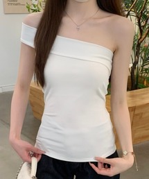 テンセル ワンショルダー スリム 半袖Tシャツ