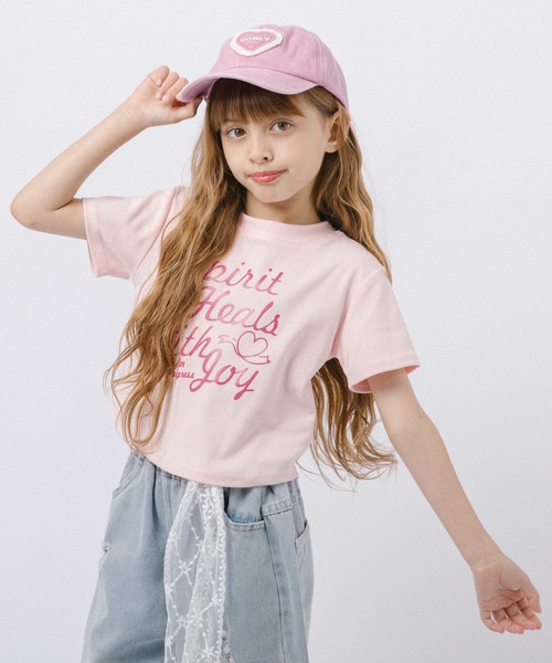 URBAN CHERRY(アーバンチェリー)の「フレンチロゴプリントクロップドTシャツ(Tシャツ/カットソー・キッズ・ホワイト/ブルー/ピンク・120cm/130cm/140cm/110cm)」の3枚目の写真