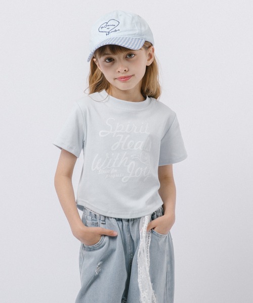 URBAN CHERRY(アーバンチェリー)の「フレンチロゴプリントクロップドTシャツ(Tシャツ/カットソー・キッズ・ホワイト/ブルー/ピンク・120cm/130cm/140cm/110cm)」の2枚目の写真