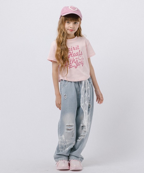 URBAN CHERRY(アーバンチェリー)の「フレンチロゴプリントクロップドTシャツ(Tシャツ/カットソー・キッズ・ホワイト/ブルー/ピンク・120cm/130cm/140cm/110cm)」の8枚目の写真