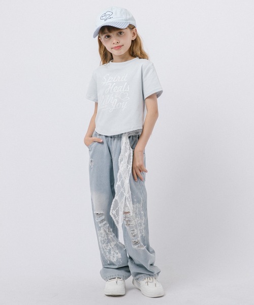 URBAN CHERRY(アーバンチェリー)の「フレンチロゴプリントクロップドTシャツ(Tシャツ/カットソー・キッズ・ホワイト/ブルー/ピンク・120cm/130cm/140cm/110cm)」の7枚目の写真