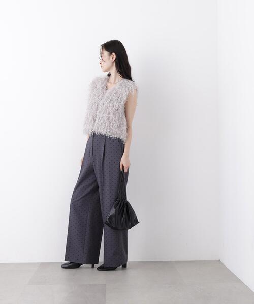 N.(N. Natural Beauty Basic)(エヌエヌナチュラルビューティーベーシック)の「フェザーヤーンニット(ベスト・レディース・グレー/ブラウン・フリ-)」の5枚目の写真