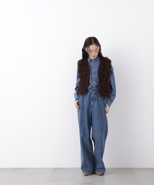 N.(N. Natural Beauty Basic)(エヌエヌナチュラルビューティーベーシック)の「フェザーヤーンニット(ベスト・レディース・グレー/ブラウン・フリ-)」の11枚目の写真