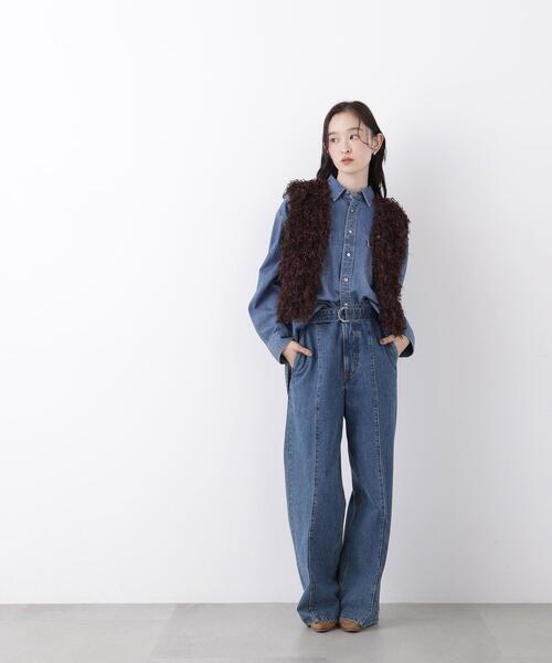 N.(N. Natural Beauty Basic)(エヌエヌナチュラルビューティーベーシック)の「フェザーヤーンニット(ベスト・レディース・グレー/ブラウン・フリ-)」の13枚目の写真
