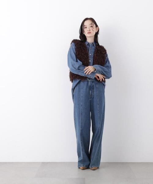N.(N. Natural Beauty Basic)(エヌエヌナチュラルビューティーベーシック)の「フェザーヤーンニット(ベスト・レディース・グレー/ブラウン・フリ-)」の15枚目の写真