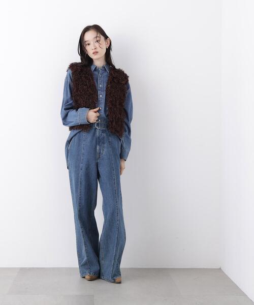 N.(N. Natural Beauty Basic)(エヌエヌナチュラルビューティーベーシック)の「フェザーヤーンニット(ベスト・レディース・グレー/ブラウン・フリ-)」の17枚目の写真