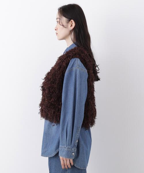 N.(N. Natural Beauty Basic)(エヌエヌナチュラルビューティーベーシック)の「フェザーヤーンニット(ベスト・レディース・グレー/ブラウン・フリ-)」の18枚目の写真