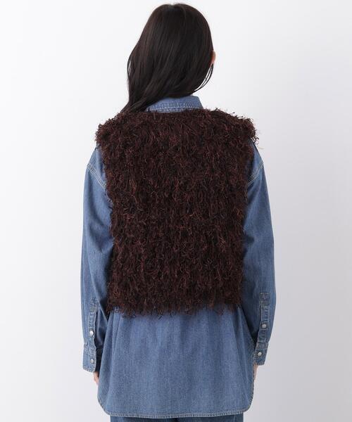 N.(N. Natural Beauty Basic)(エヌエヌナチュラルビューティーベーシック)の「フェザーヤーンニット(ベスト・レディース・グレー/ブラウン・フリ-)」の7枚目の写真