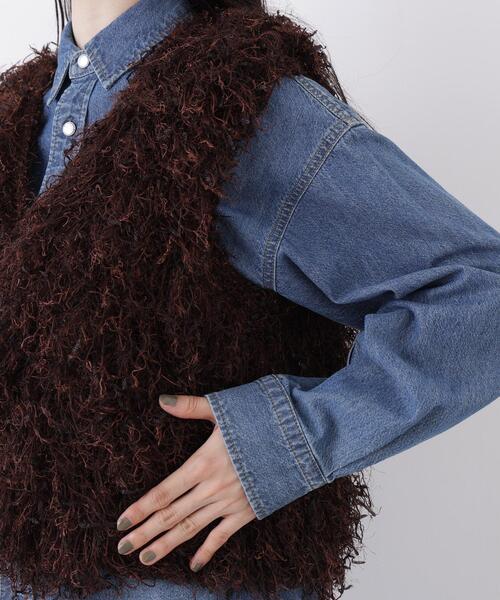 N.(N. Natural Beauty Basic)(エヌエヌナチュラルビューティーベーシック)の「フェザーヤーンニット(ベスト・レディース・グレー/ブラウン・フリ-)」の5枚目の写真