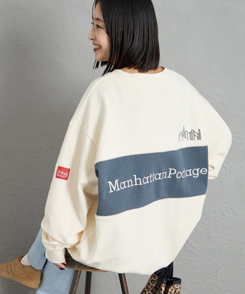 Manhattan Portage（マンハッタンポーテージ）の「【WEB先行予約】[MANHATTAN PORTAGE/マンハッタンポーテージ] 別注 バック切替デザイン クルーネックスウェット（スウェット・レディース・ブラック/ブルー/アイボリー・S/XL/L/M）」の8枚目の写真