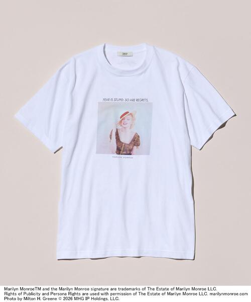 TAKEO KIKUCHI(タケオキクチ)の「【別注】マリリン・モンロー/フォトTシャツ(Tシャツ/カットソー・メンズ・ホワイト系1/ブラック/ホワイト/ブラック系・02/03/04/01)」の1枚目の写真