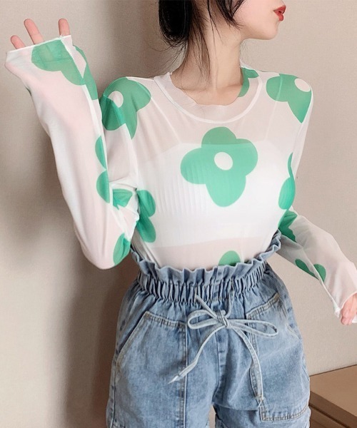 ReRe(リリ)の「総柄シアー長袖カットソー(Tシャツ/カットソー・レディース・E/G/D/C/B/A/F・FREE)」の17枚目の写真