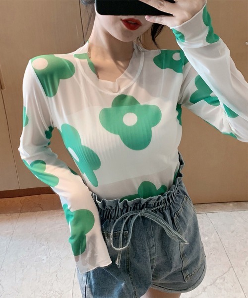 ReRe(リリ)の「総柄シアー長袖カットソー(Tシャツ/カットソー・レディース・E/G/D/C/B/A/F・FREE)」の18枚目の写真