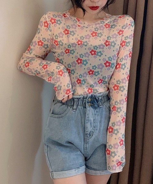 ReRe(リリ)の「総柄シアー長袖カットソー(Tシャツ/カットソー・レディース・E/G/D/C/B/A/F・FREE)」の8枚目の写真