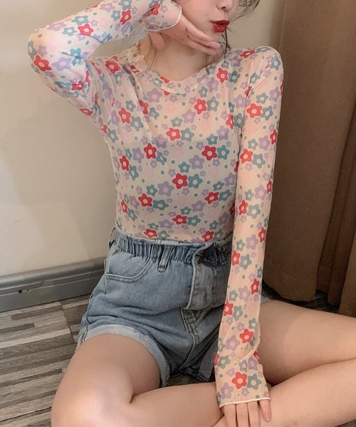 ReRe(リリ)の「総柄シアー長袖カットソー(Tシャツ/カットソー・レディース・E/G/D/C/B/A/F・FREE)」の9枚目の写真