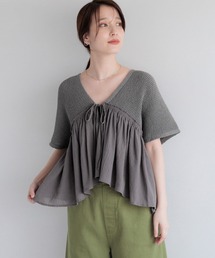 studio CLIP | 布帛切り替えフリルニットベスト(ベスト)