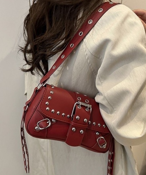 SHEPP(シープ)の「【26年秋冬新作】スタッズ アイレットベルト ミニショルダーバッグ(ショルダーバッグ・レディース・ブラウン/レッド/ホワイト/レオパード/ブラック・F)」の16枚目の写真