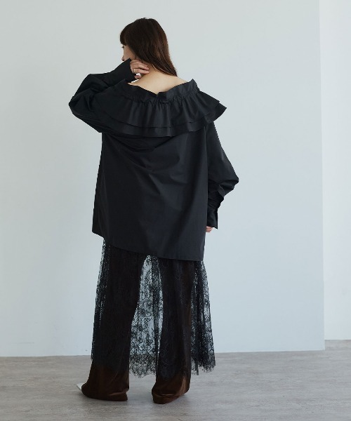 W:Huku（フーク）の「シアーレース フレア ロングスカート / Sheer Lace Flared Long Skirt（スカート・レディース・ブラック/ホワイト・FREE）」の11枚目の写真