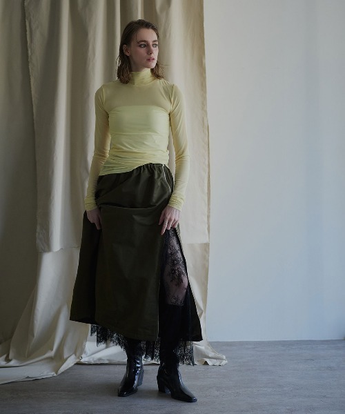 W:Huku（フーク）の「シアーレース フレア ロングスカート / Sheer Lace Flared Long Skirt（スカート・レディース・ブラック/ホワイト・FREE）」の15枚目の写真