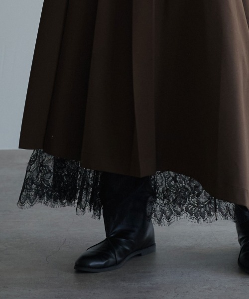 W:Huku（フーク）の「シアーレース フレア ロングスカート / Sheer Lace Flared Long Skirt（スカート・レディース・ブラック/ホワイト・FREE）」の17枚目の写真