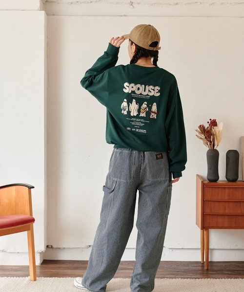 POWER TO THE PEOPLE(パワートゥーザピープル)の「オバケバンド刺繍スウェット(スウェット・メンズ・ダークグリーン/ネイビー/キナリ・MEDIUM/LARGE/X-LARGE)」の4枚目の写真