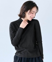 きこまぬコットン シアー・あったかハイネック長袖カットソー【身生地綿100%】