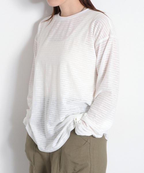 cepo(セポ)の「シアーボーダーロングスリーブTee(Tシャツ/カットソー・レディース・ブラック系/ホワイト系・M)」の2枚目の写真