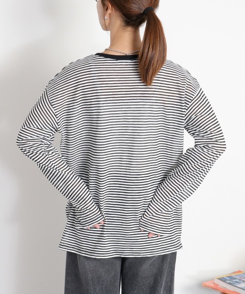 cepo(セポ)の「シアーボーダーロングスリーブTee(Tシャツ/カットソー・レディース・ブラック系/ホワイト系・M)」の13枚目の写真