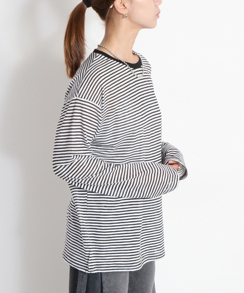 cepo(セポ)の「シアーボーダーロングスリーブTee(Tシャツ/カットソー・レディース・ブラック系/ホワイト系・M)」の14枚目の写真