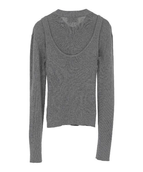 CLANE(クラネ)の「【CLANE/クラネ】BOTTOM CARDEGAN TANK SET/コットンウールカーディガンタンクトップセット(ニット/セーター・レディース・ブラウン/グレー/レッド・1)」の4枚目の写真