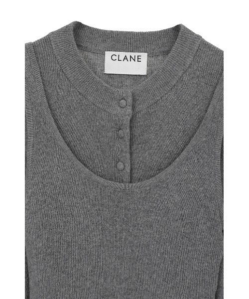 CLANE(クラネ)の「【CLANE/クラネ】BOTTOM CARDEGAN TANK SET/コットンウールカーディガンタンクトップセット(ニット/セーター・レディース・ブラウン/グレー/レッド・1)」の5枚目の写真