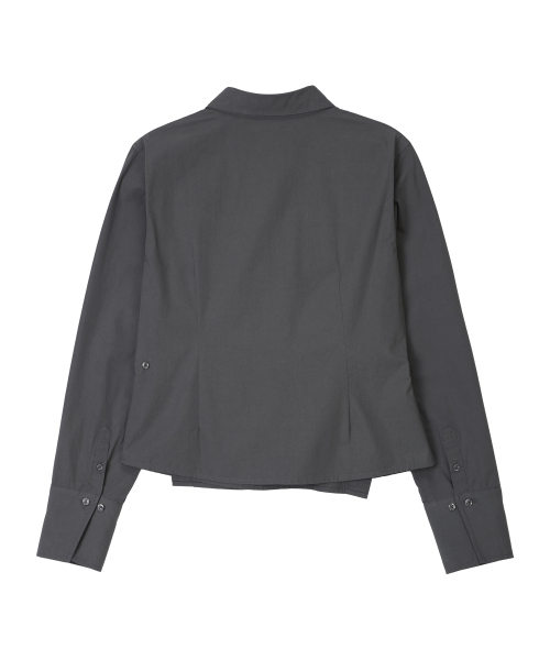 BITTER CELLS(ビターセルズ)の「ツイストクロップシャツ-チャコール(シャツ/ブラウス・レディース・その他・SMALL/MEDIUM)」の3枚目の写真
