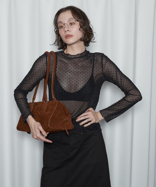 OFROOM(オフルーム)の「【2026秋冬新作】Dot Sheer Top|ドットシアートップス(Tシャツ/カットソー・レディース・ブラック/ブラウン/アイボリー・FREE)」の15枚目の写真