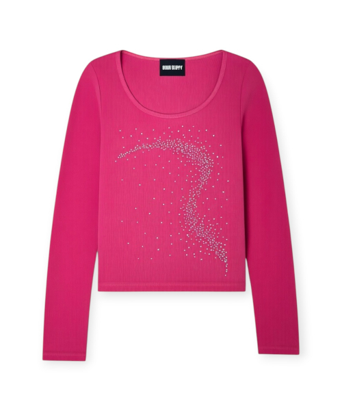 BORN SLIPPY(ボーンスリッピー)の「Future Wave リブ長袖Tシャツ (ホットピンク)(Tシャツ/カットソー・レディース・その他・FREE)」の4枚目の写真