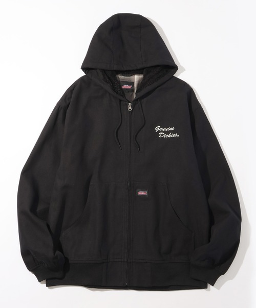 Dickies(ディッキーズ)の「【GENUINE DICKIES/ジェニュインディッキーズ】キャンバス&デニム フードボア ワークジップジャケット(ミリタリージャケット・メンズ・キャメル/インディゴブルー/ブラック/カーキ・M/XL/L)」の2枚目の写真