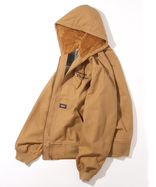 Dickies(ディッキーズ)の「【GENUINE DICKIES/ジェニュインディッキーズ】キャンバス&デニム フードボア ワークジップジャケット(ミリタリージャケット・メンズ・キャメル/インディゴブルー/ブラック/カーキ・M/XL/L)」の6枚目の写真