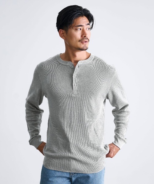 SILVER BULLET(シルバーバレット)の「『JEMORGAN LONG JOHNS/ジェーイーモーガンロングジョーンズ』ハニカムヘンリーL/S ロングスリーブTシャツ【+】(Tシャツ/カットソー・メンズ・ナチュラル/ネイビー/杢グレー/ブラック・XL/L/M)」の2枚目の写真