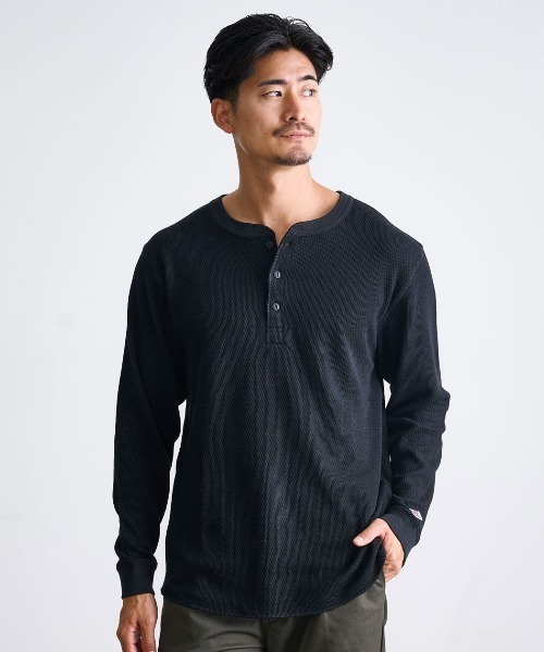 SILVER BULLET(シルバーバレット)の「『JEMORGAN LONG JOHNS/ジェーイーモーガンロングジョーンズ』ハニカムヘンリーL/S ロングスリーブTシャツ【+】(Tシャツ/カットソー・メンズ・ナチュラル/ネイビー/杢グレー/ブラック・XL/L/M)」の1枚目の写真