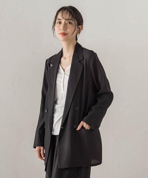Droite lautreamont（ドロワットロートレアモン）の「サマーウールテーラージャケット≪セットアップ対応≫（テーラードジャケット・レディース・チャコールグレー/キャメル/ブラック・M）」の2枚目の写真