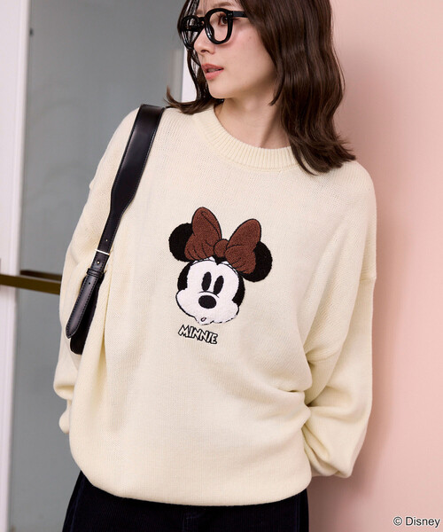 PUBLUX(パブリュクス)の「PUBLUX/パブリュクス Minnie Mouse/ミニーマウス/相良刺繍ニット 限定展開(ニット/セーター・レディース・チャコールグレー/ナチュラル/グレー・フリ-)」の9枚目の写真