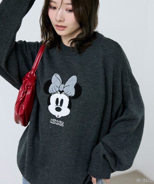 PUBLUX(パブリュクス)の「PUBLUX/パブリュクス Minnie Mouse/ミニーマウス/相良刺繍ニット 限定展開(ニット/セーター・レディース・チャコールグレー/ナチュラル/グレー・フリ-)」の11枚目の写真