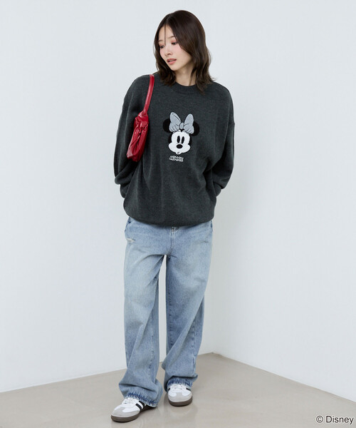 PUBLUX(パブリュクス)の「PUBLUX/パブリュクス Minnie Mouse/ミニーマウス/相良刺繍ニット 限定展開(ニット/セーター・レディース・チャコールグレー/ナチュラル/グレー・フリ-)」の14枚目の写真