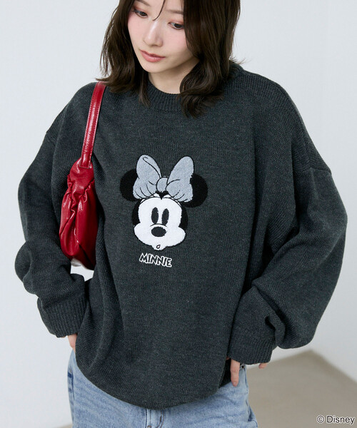 PUBLUX(パブリュクス)の「PUBLUX/パブリュクス Minnie Mouse/ミニーマウス/相良刺繍ニット 限定展開(ニット/セーター・レディース・チャコールグレー/ナチュラル/グレー・フリ-)」の16枚目の写真
