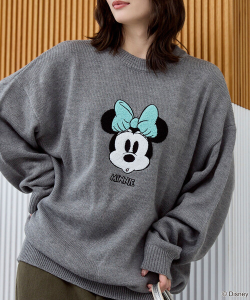 PUBLUX(パブリュクス)の「PUBLUX/パブリュクス Minnie Mouse/ミニーマウス/相良刺繍ニット 限定展開(ニット/セーター・レディース・チャコールグレー/ナチュラル/グレー・フリ-)」の18枚目の写真