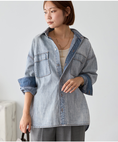 plage（プラージュ）の「standard denim シャツ（シャツ/ブラウス・レディース・ネイビー/ブルー系その他・FREE）」の2枚目の写真
