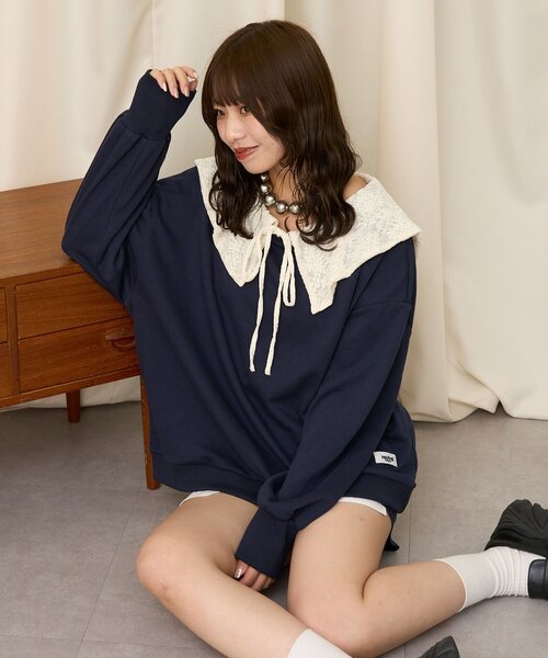 CIAOPANIC(チャオパニック)の「【neutral by ciaopanic】2WAYレースカラースウェット(スウェット・レディース・グレー/ネイビー・FREE)」の15枚目の写真